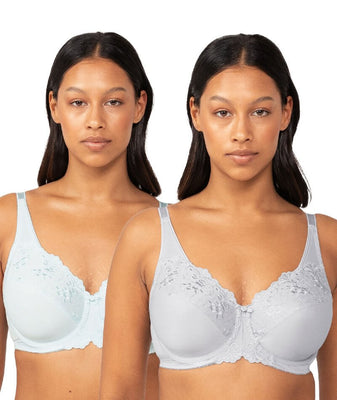 Triumph Embroidered Minimiser Bra 2 Pack - Green/Grey