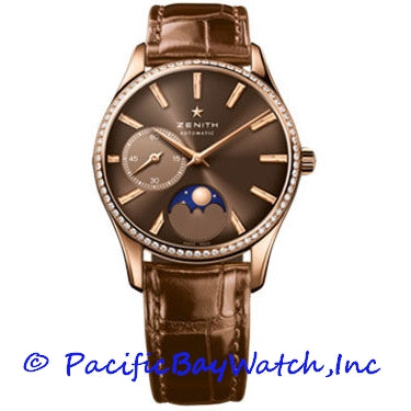 Women's Elite Moonphase 18kt Rose Gold Silver Dial Watch