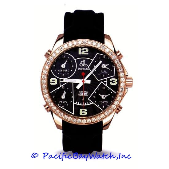 Jacob & Co. JC-9 Men's 5 Time Zone 3.25ct Bezel | Pacific Bay Watch