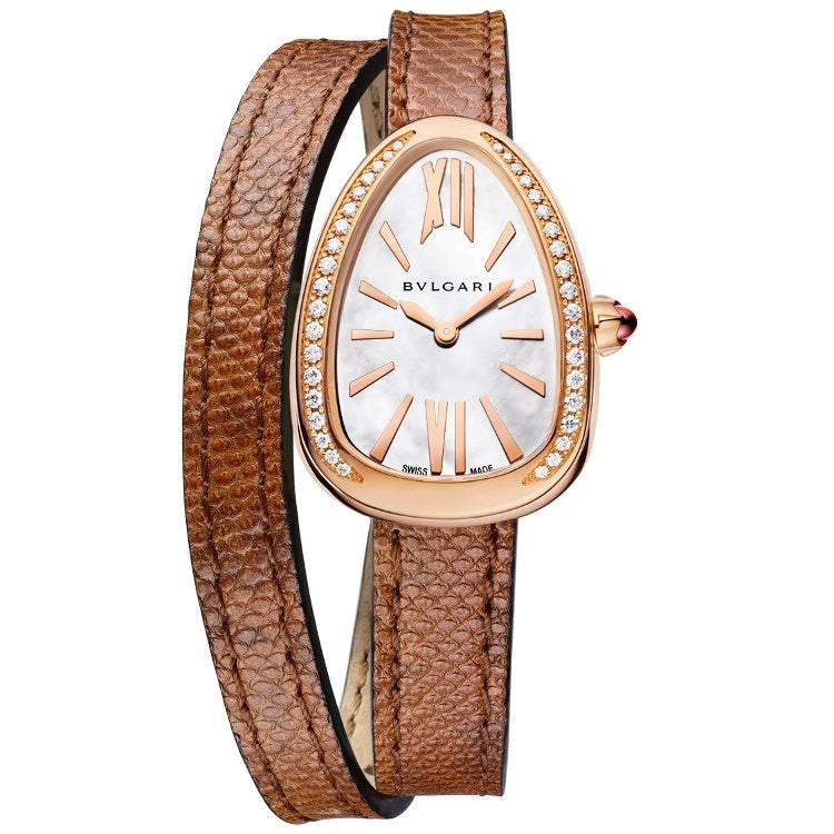 Bulgari Serpenti White Dial Leather Bracelet Ladies Watch