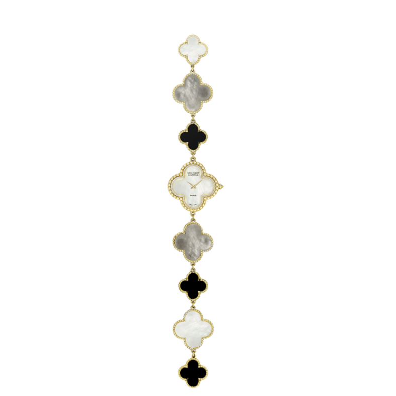 Van Cleef & Arpels Gold and Mother-of-Pearl Alhambra Bracelet 5 Motifs –  Luxury GoRound