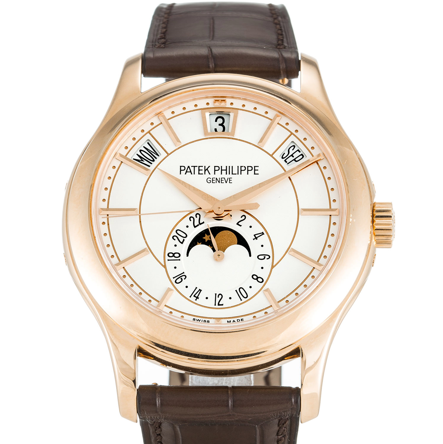 Patek Philippe 5205G complete calendar 18k white gold moon