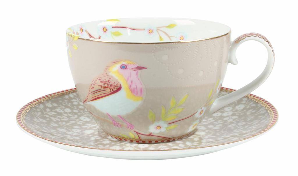 Pip Studio khaki bird teacup and saucer | Daisy Park