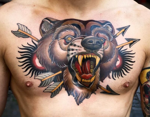 Bear tattoo old school traditional