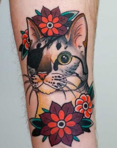 Cat tattoo old school traditional