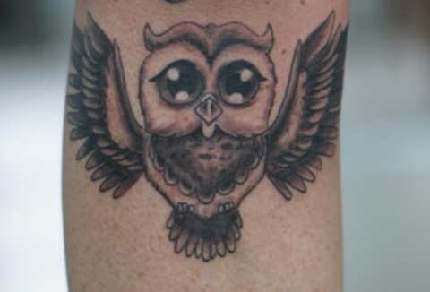 Owl tattoo old school arm