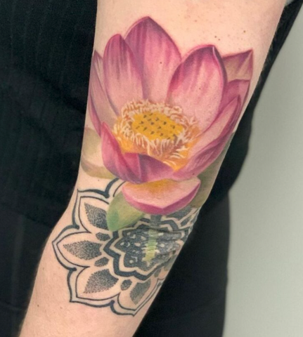 Lotus flower realism colour arm