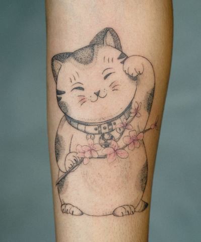 Maneki neko tattoo