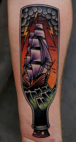 Ship homebound tattoo old school traditional