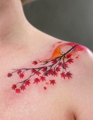 watercolor flower tattoo fall season