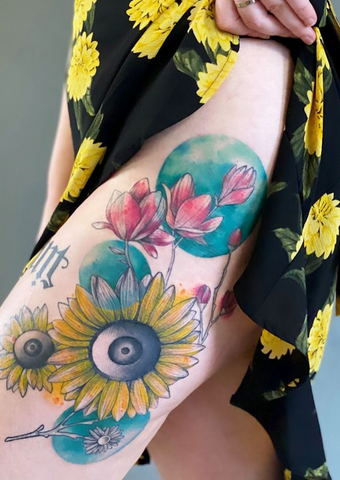 Watercolor floral tattoo 