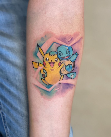 Pokemon watercolor tattoo pikachu and bulbasaur