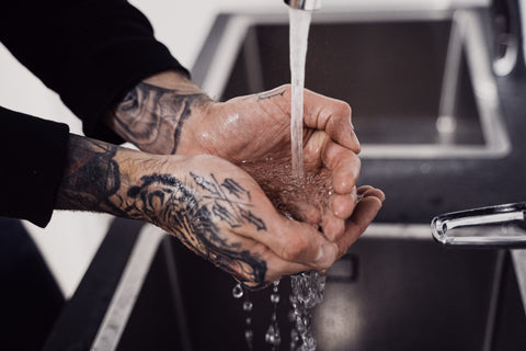 How to wash hands for tattoo