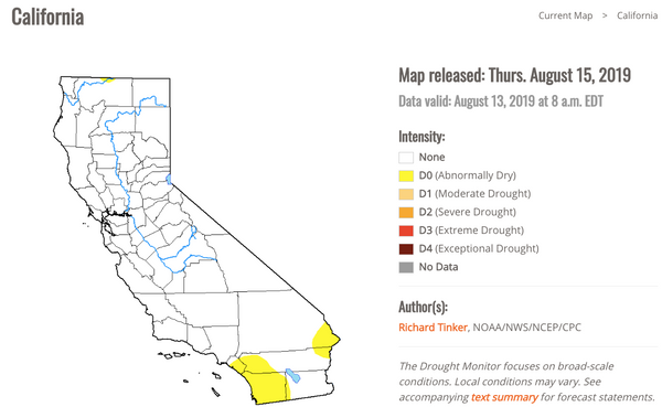 Misuratore di siccità in California 2019