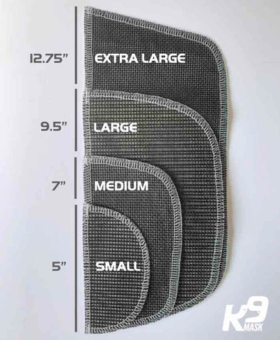 K9 Mask Air Filter Refill Length Fit Size Chart