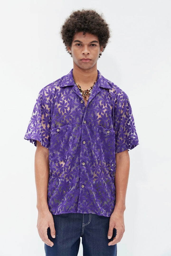 Andersson Bell | Buy Flower Sheer Open Collar Shirt - lilac online ...