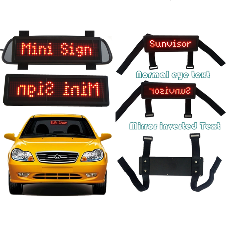 Leadleds Remote Led Car Sign Scrolling Multilingual Nylon Straps Led Jeep Sign Rechargeable for Rearview Mirror