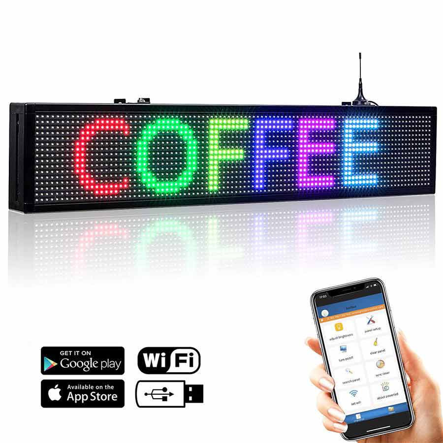 Leadleds 30 in LED Bulletin Board Programmable by Phone for School, Storefront, Multicolored