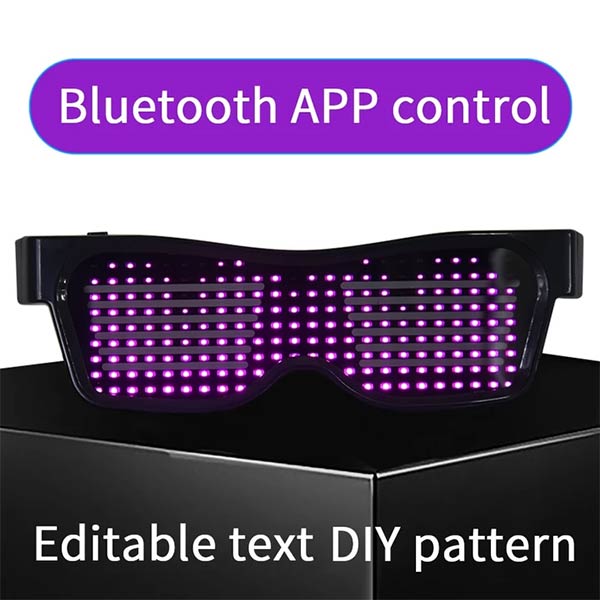 Leadleds: gafas LED Bluetooth personalizables que muestran mensajes,  animación, dibujos para raves, festivales, diversión, fiestas, deportes,  disfraces, EDM