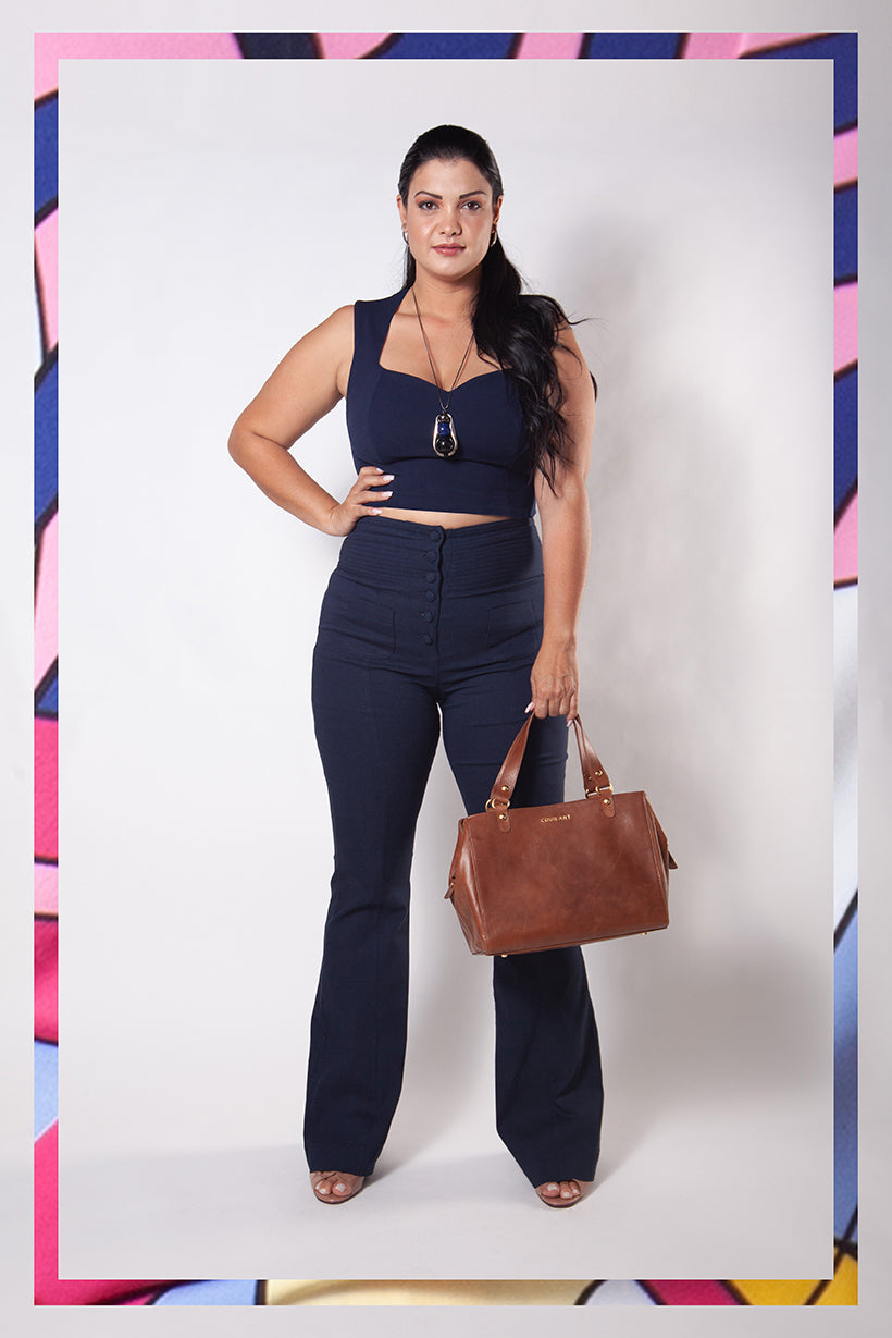 look calça flare plus size