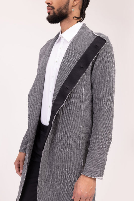 Asymmetrical Zipper Closure Coat - Grey