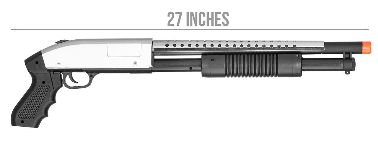 Airsoft Shotgun M47C Tactical Pump Action Rifle 320 FPS Saw Off Buttstock  Wood