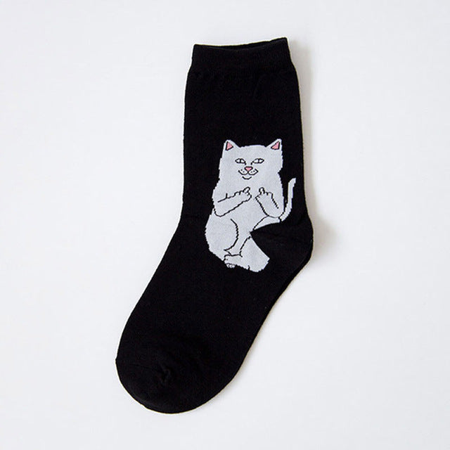 Casual Streetwear Comic Socks  "Alien Cat" - UrbanWorld.eu