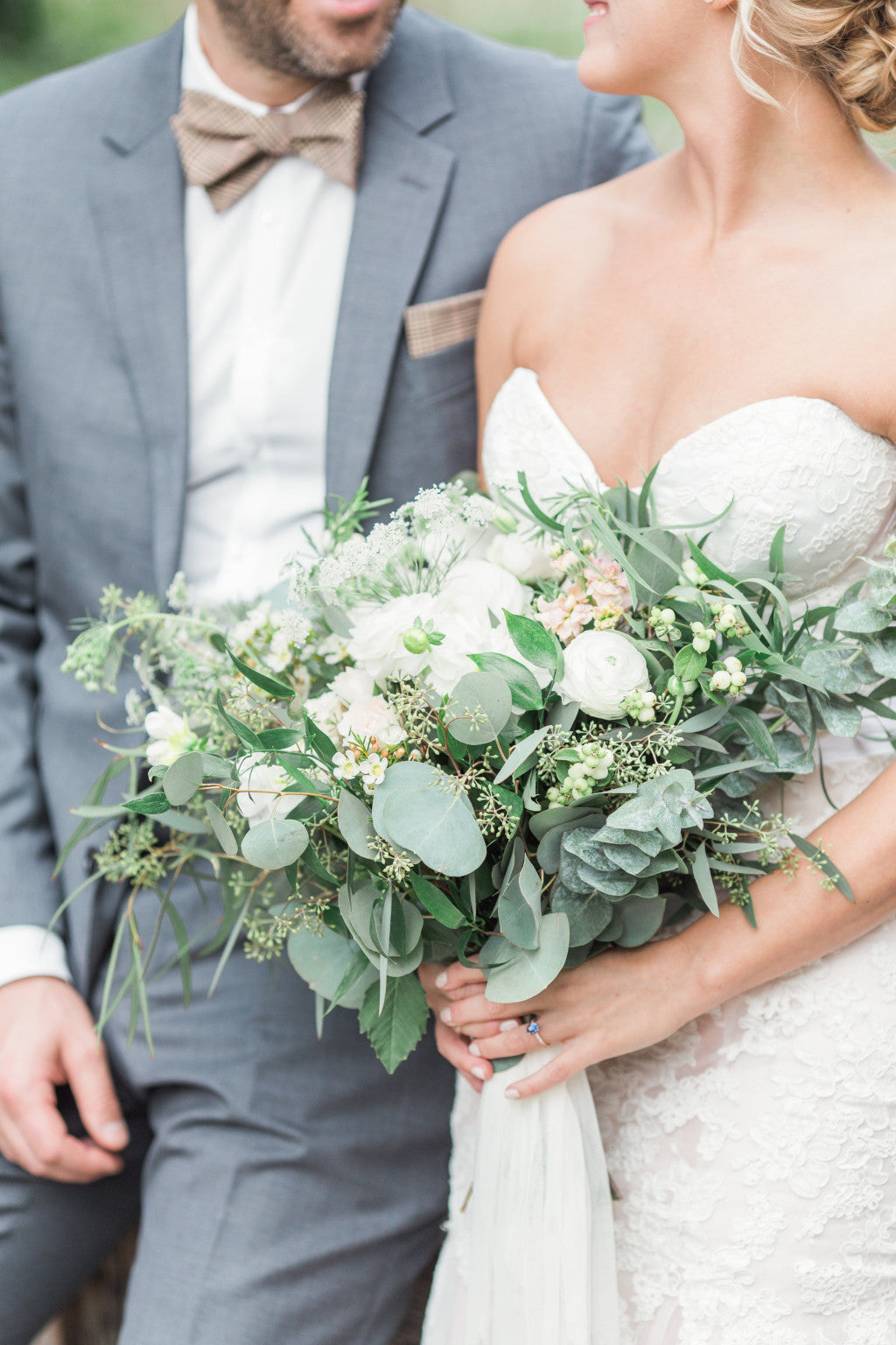 Elegant with White Flowers and Greens Loose and romantic bouquet