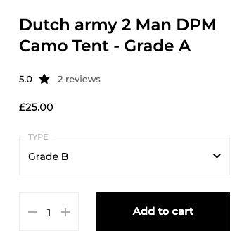 Listing for Grade A tent