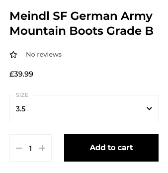 Listing for grade B Boots