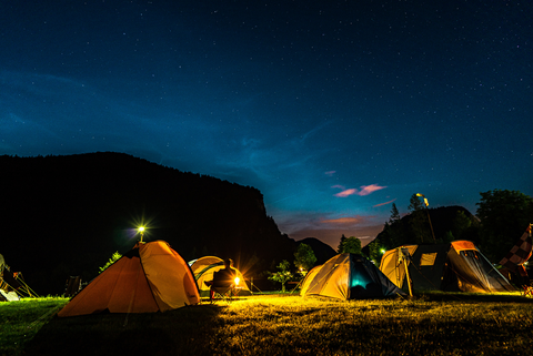 Camping at nighttime