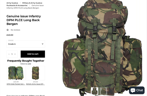 Infantry bergen shop listings