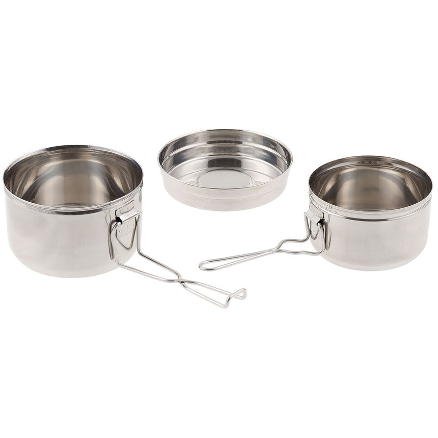 British Army Style Double Mess TINS Billie Cans with Folding Handles 