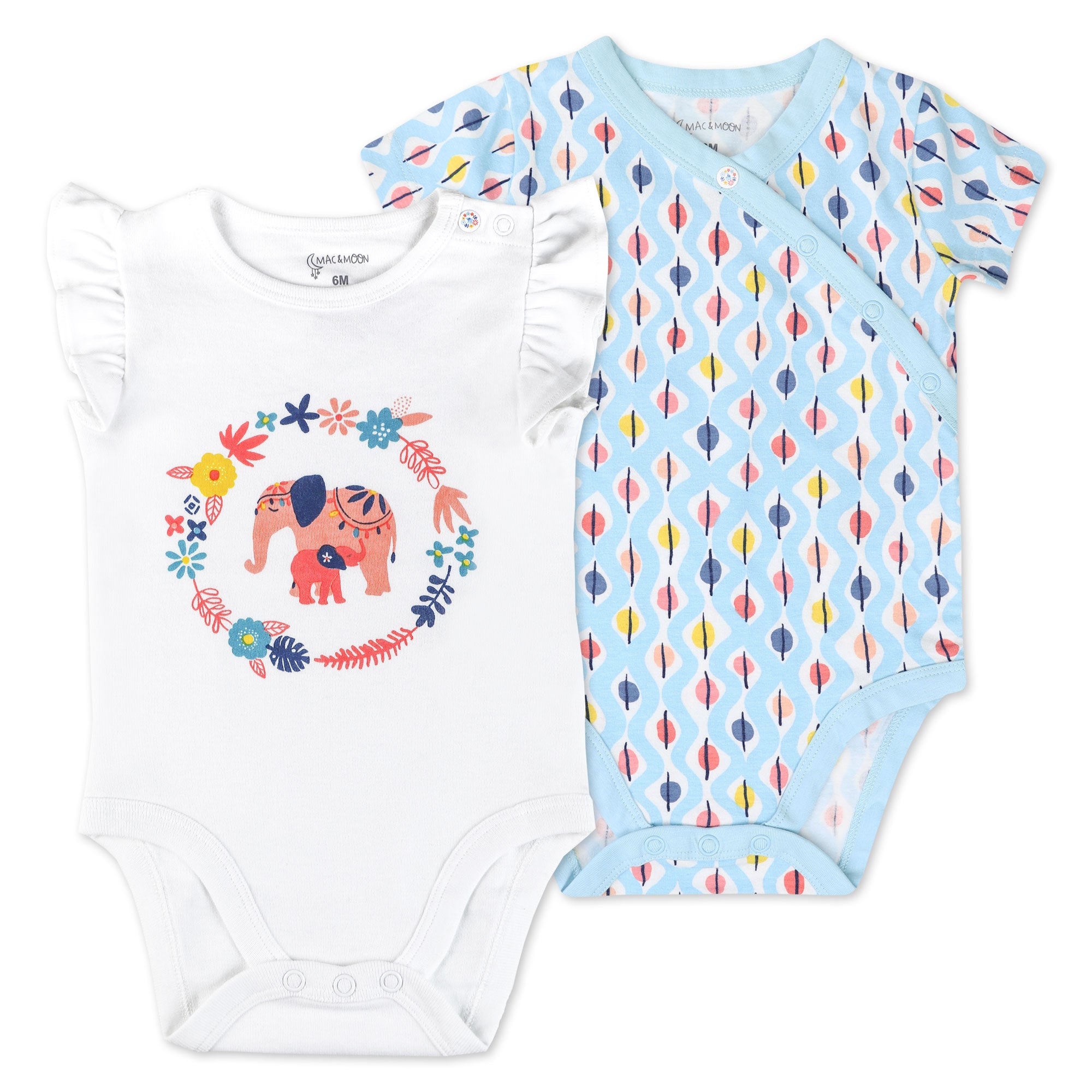 Organic Cotton 2-Pack Bodysuit in Elephant Blooms Print - Mac  Moon product image