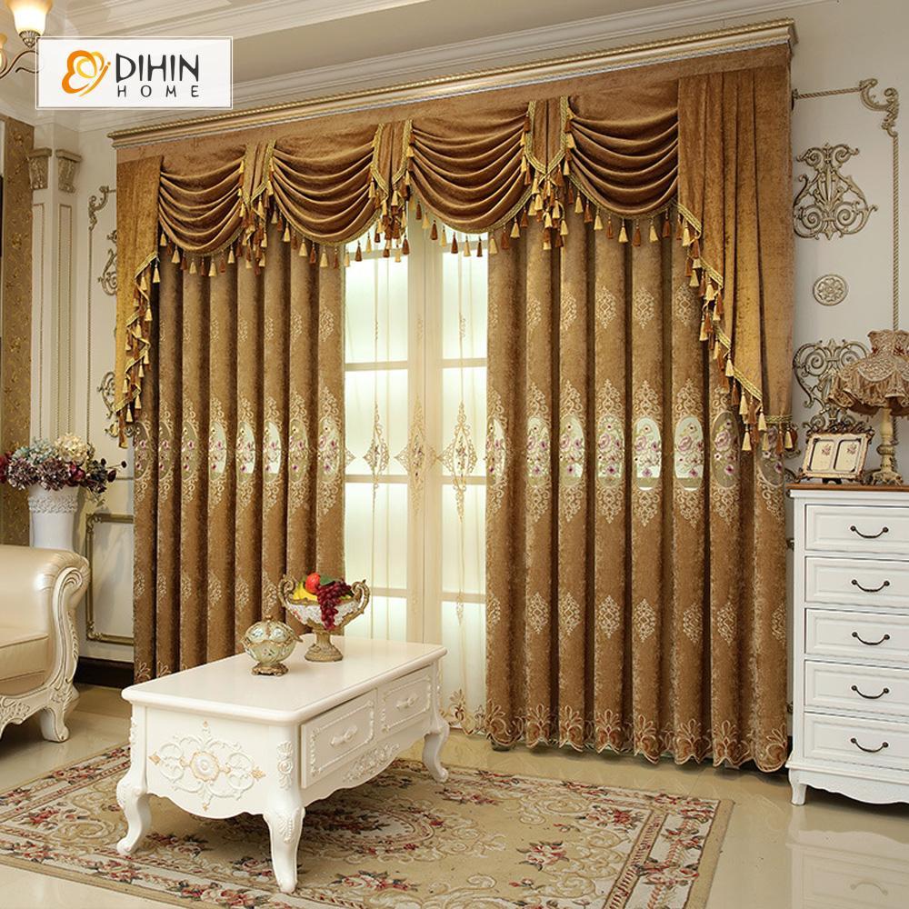 Valance And Blackout Curtain Sheer Window Curtain For Living Room DIHINHOME Home Textile