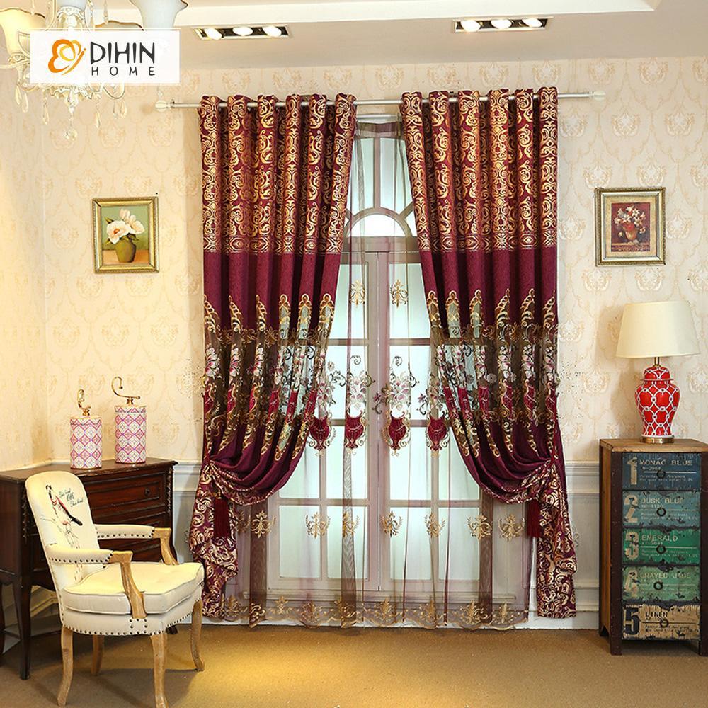 Valance And Blackout Curtain Sheer Window Curtain For Living Room DIHINHOME Home Textile