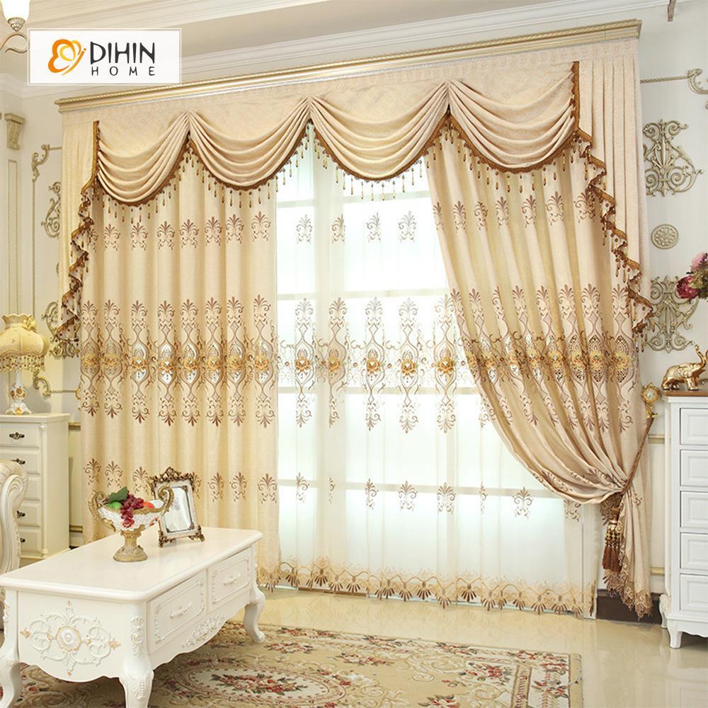 Valance and Blackout Curtain Sheer Window Curtain for Living Room ...