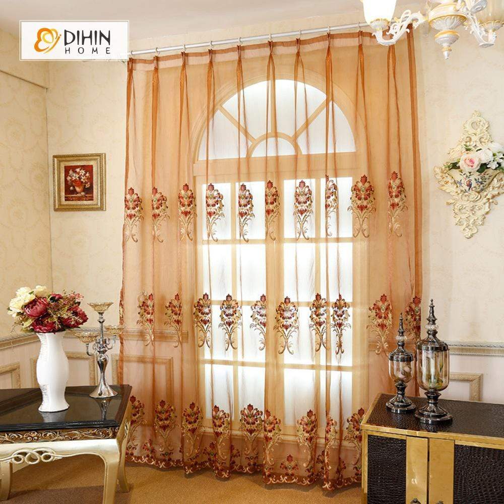 Valance And Blackout Curtain Sheer Window Curtain For Living Room DIHINHOME Home Textile