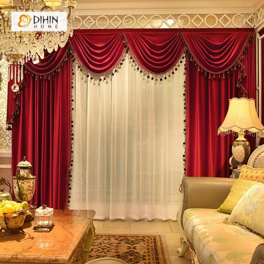 Valance And Blackout Curtain Sheer Window Curtain For Living Room DIHINHOME Home Textile