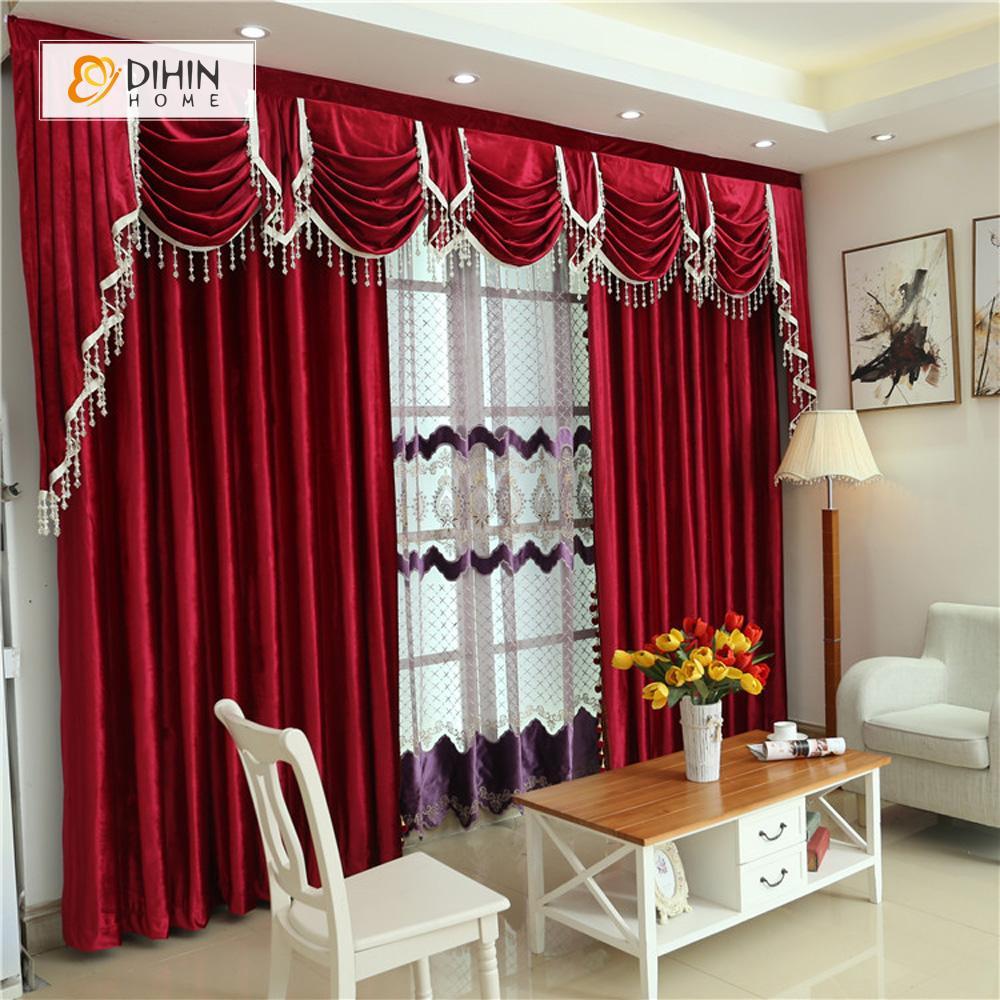 Valance And Blackout Curtain Sheer Window Curtain For Living Room DIHINHOME Home Textile