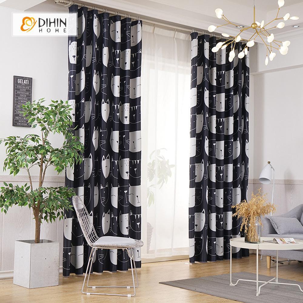 Cartoon Curtain Blackout Grommet Window Curtain For Living Room DIHINHOME Home Textile