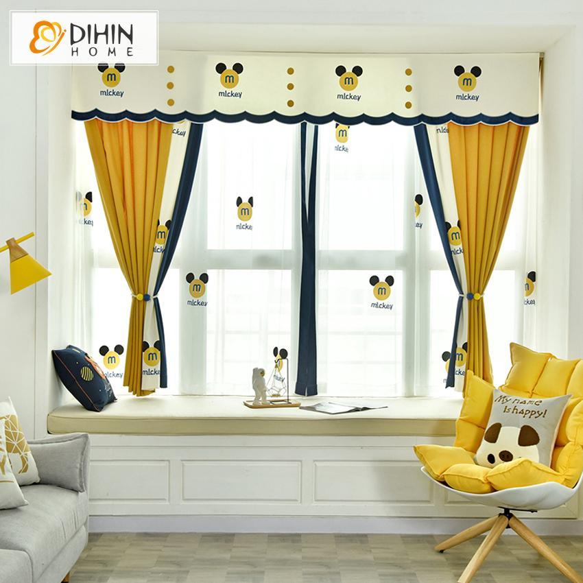 Popular mickey valance Valance And Blackout Curtain Sheer Window For Living Room Dihinhome Home Textile