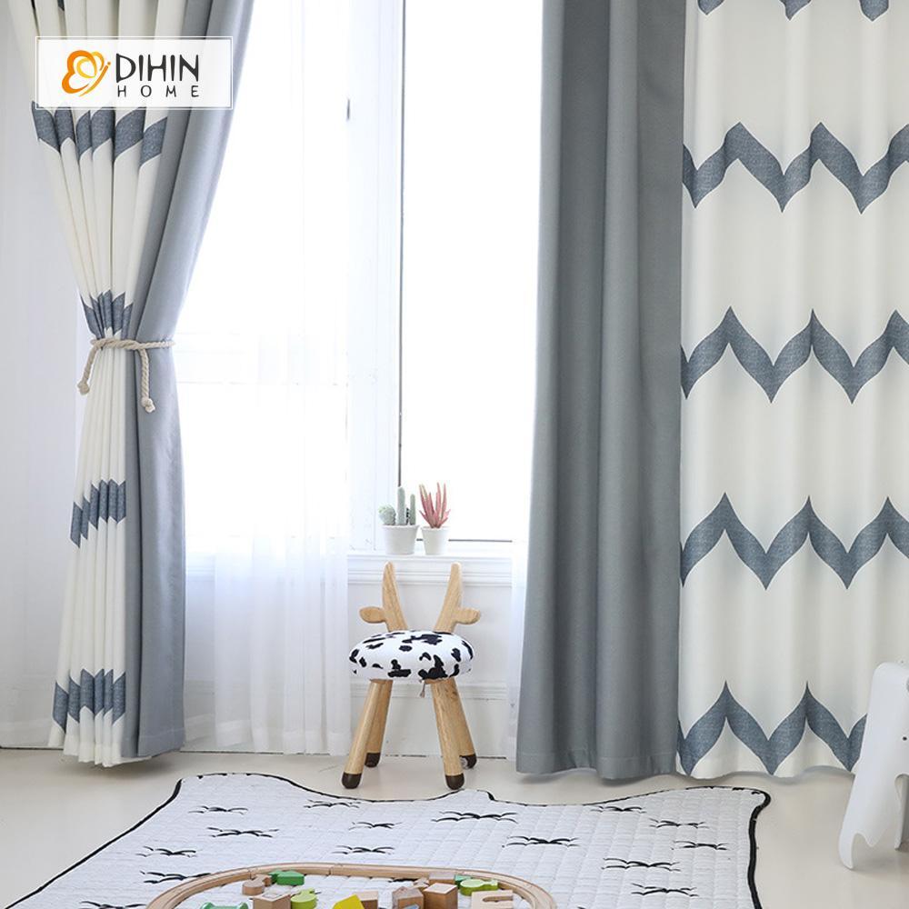 Modern Curtain Blackout Grommet Window Curtain For Living Room DIHINHOME Home Textile
