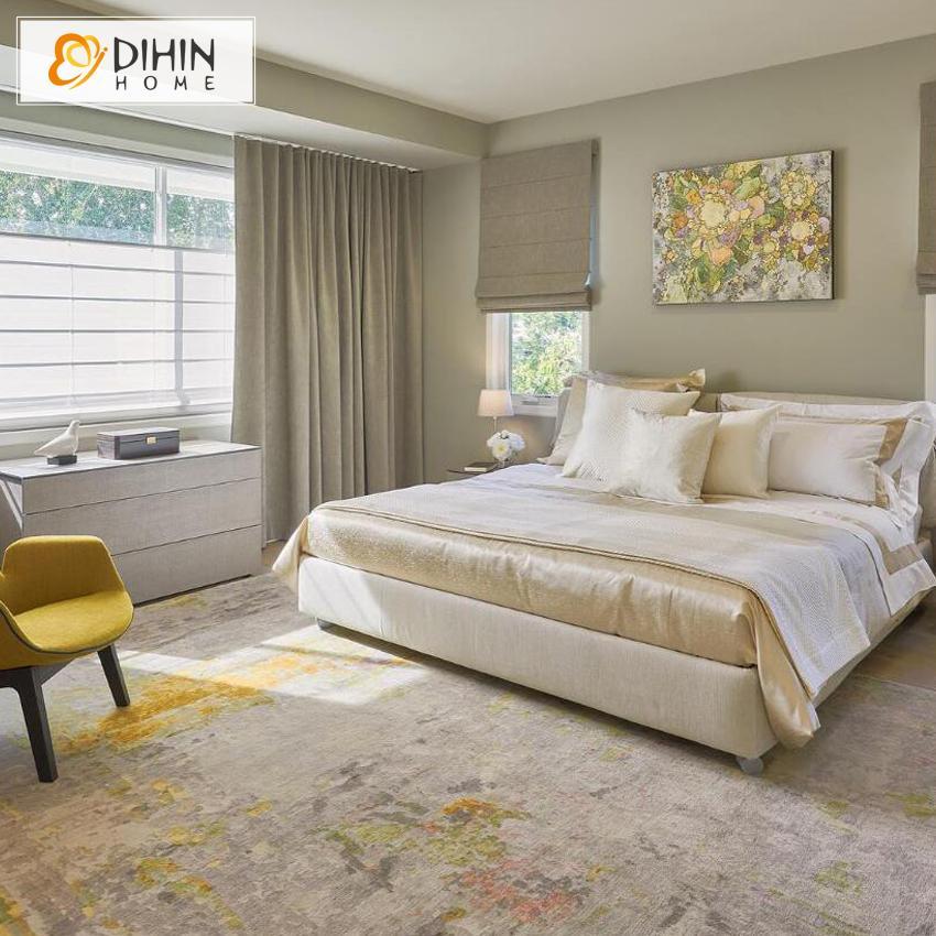 Dihin Home Elegant Brown Printed Roman Shades Easy Install Washable Curtains Customized Window Curtain Drape 24 W X 64 H