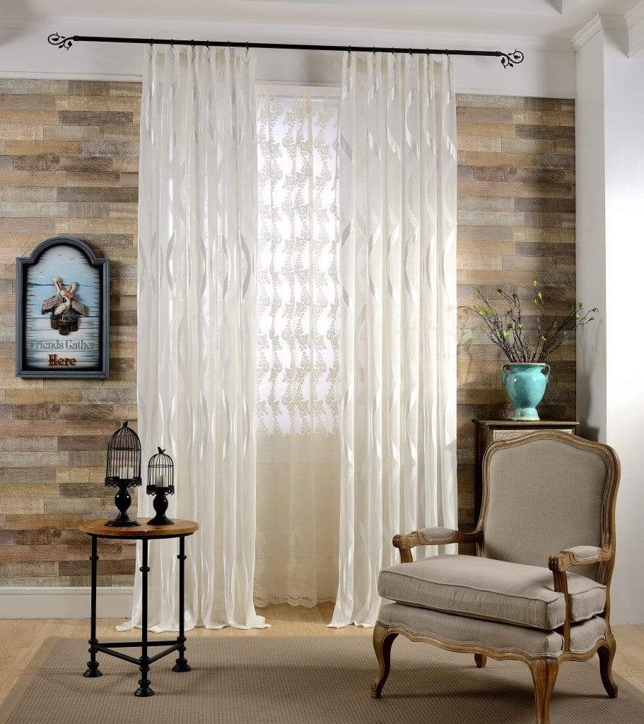 Modern White Striped Sheer Curtain Tulle Curtains Window Drapes For Li DIHINHOME Home Textile