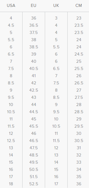 yeezy slides size chart