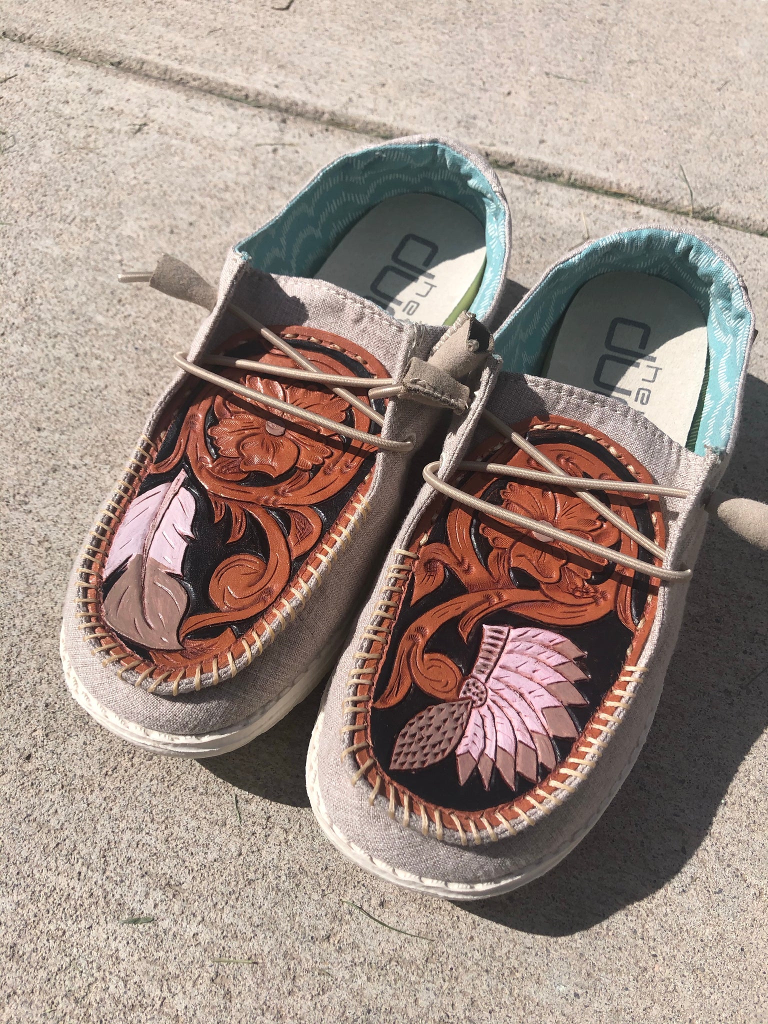 CUSTOM Tooled Hey Dude Shoes – 44 Creations