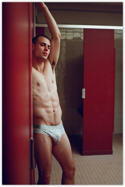 Parke & Ronen - April Shower - Model in Confetti White Printed Underwear Brief