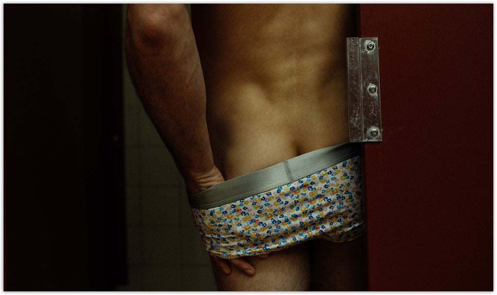 Parke & Ronen - April Showers - Model in Confetti White Printed Underwear Brief