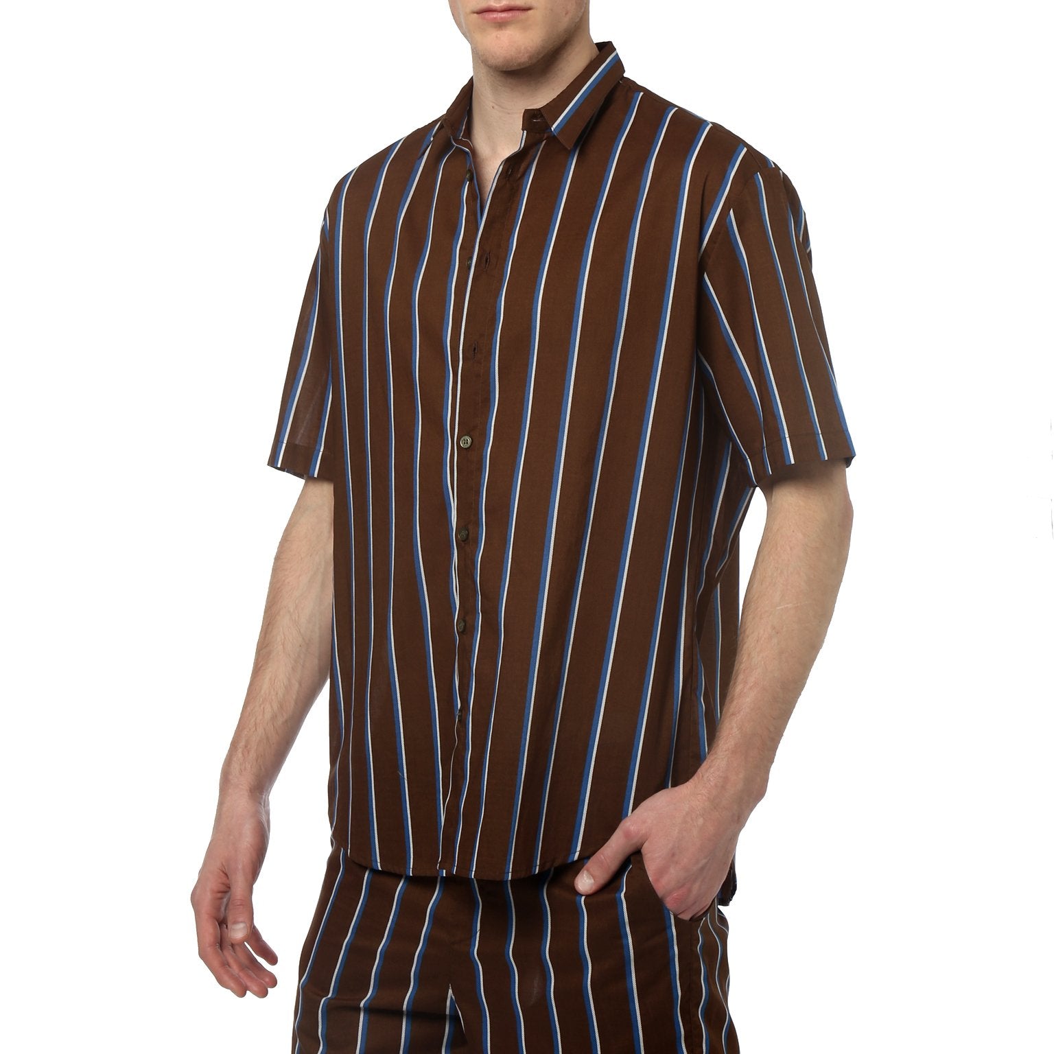 Brown Country Club Stripe Oversize Shirt